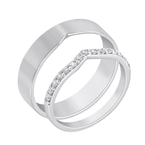 Zlatý eternity prsteň s lab-grown diamantmi a pánský plochý prsteň Magee