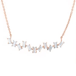 Moderný zlatý náhrdelník s baguette prírodnými diamantmi Parvati