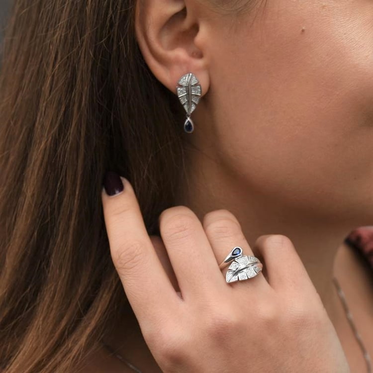 Strieborné šperky so zafírmi a zirkónmi 106624