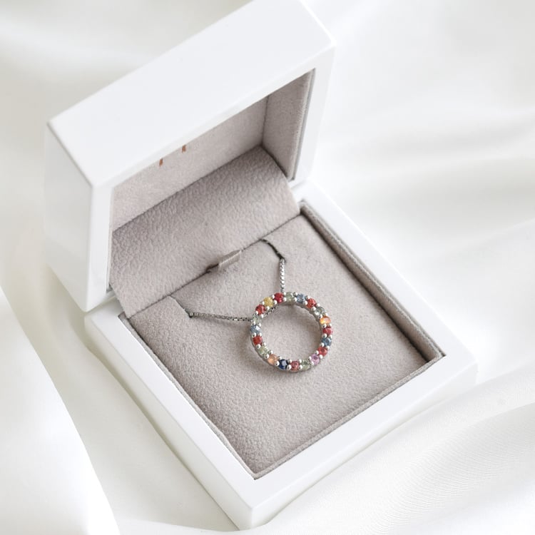 Prívesok s rôznofarebnými zafírmi zo striebra 79156