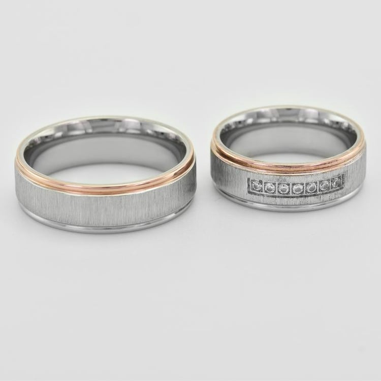 Svadobné obrúčky z viacfarebného zlata s diamantmi 33464