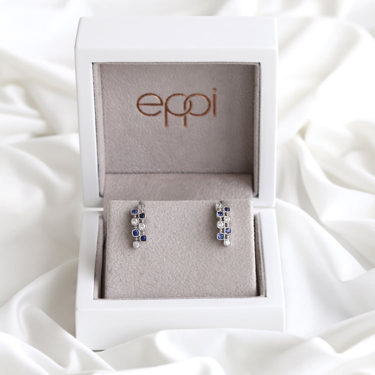 Diamantové náušnice so zafírmi 85803