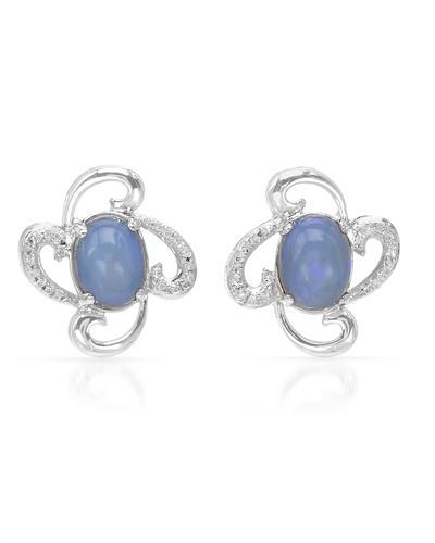 Opálové náušnice s diamantmi