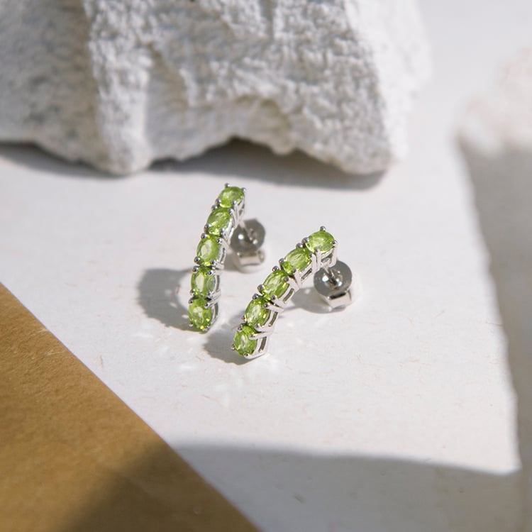 Strieborné náušnice s olivínmi Flavia 109320