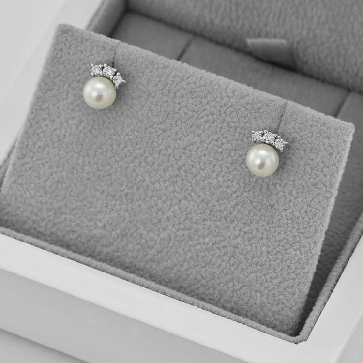 Zlaté náušnice s perlami a diamantmi 43051