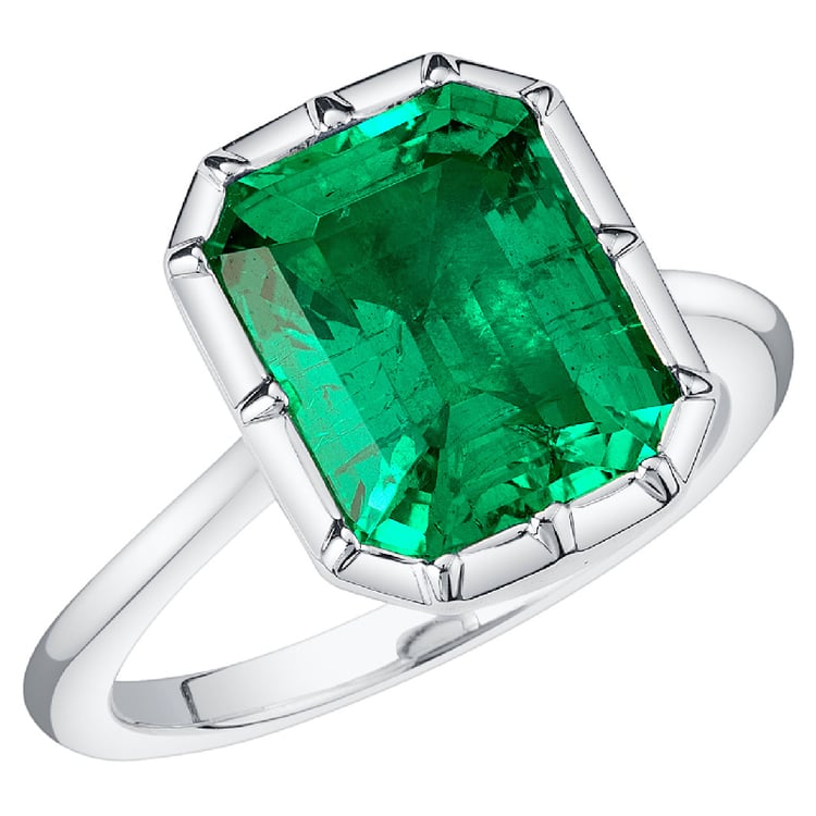 Zlatý bezel prsteň s emerald lab-grown smaragdom Kayla