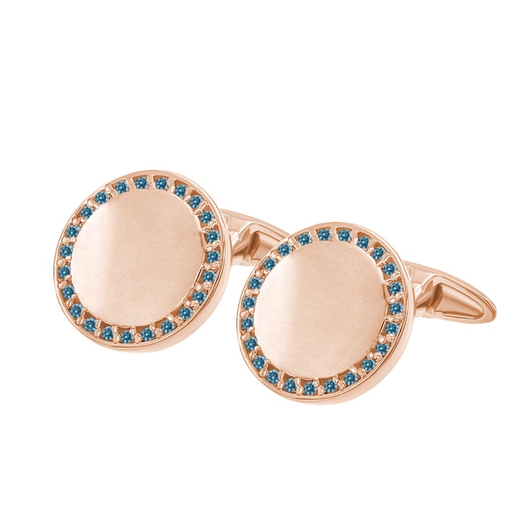 Zlaté manžetové gombíky s modrými diamantmi Tanzy 60166