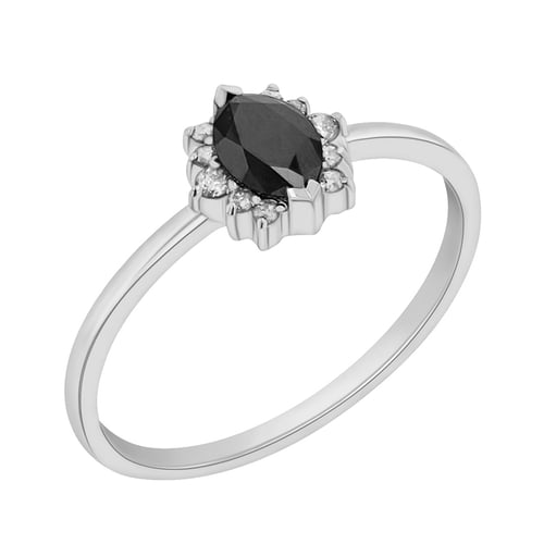 Zásnubný prsteň s čiernym marquise diamantom Jone