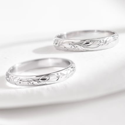 Platinové svadobné obrúčky s kvetinovým motívom Uvien