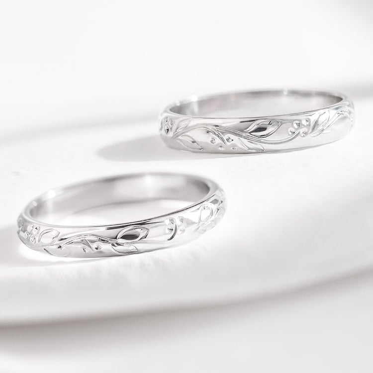 Platinové svadobné obrúčky s kvetinovým motívom Uvien 157882