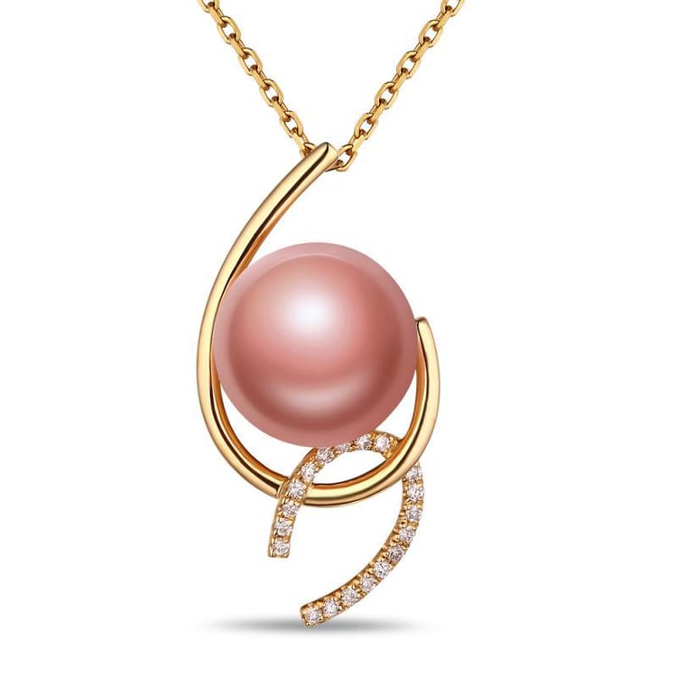 Perlový náhrdelník zo žltého zlata s diamantmi Mahola