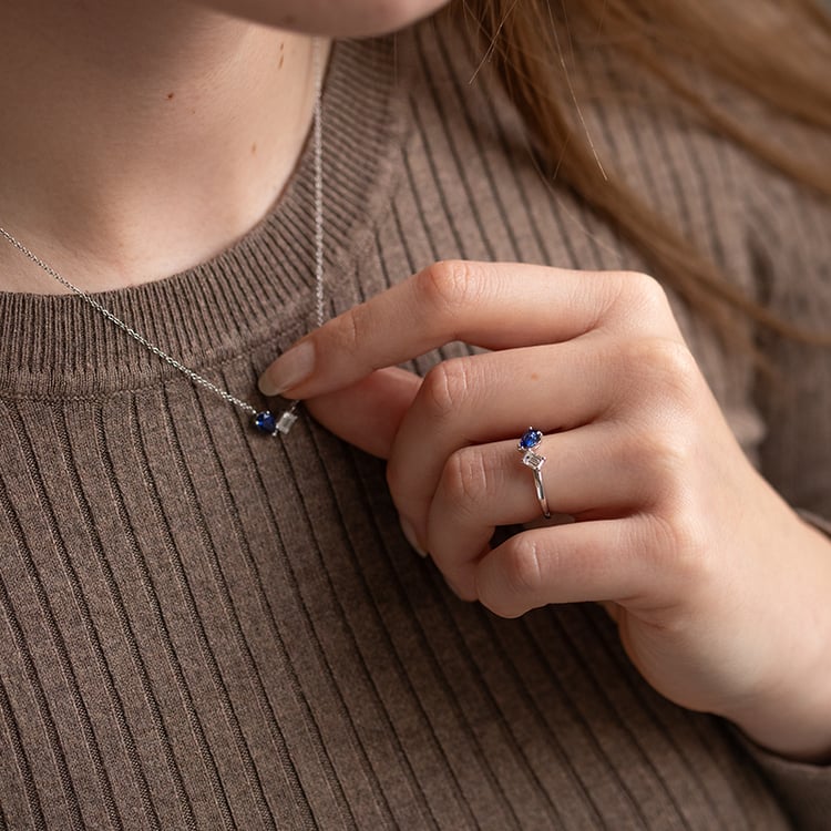 Prsteň Toi et Moi s lab-grown diamantom a zafírom Eri 134816