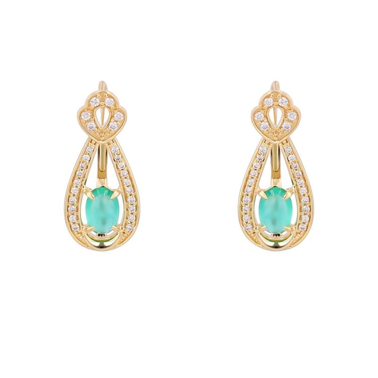 Zlaté smaragdové náušnice s diamantmi Gaza