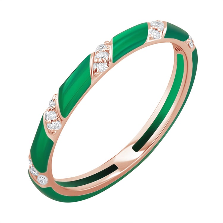 Zelený keramický prsteň s diamantmi Jayne 128732
