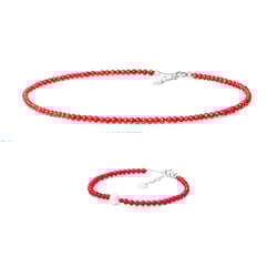 Koralový strieborný set šperkov s perlou Carroll