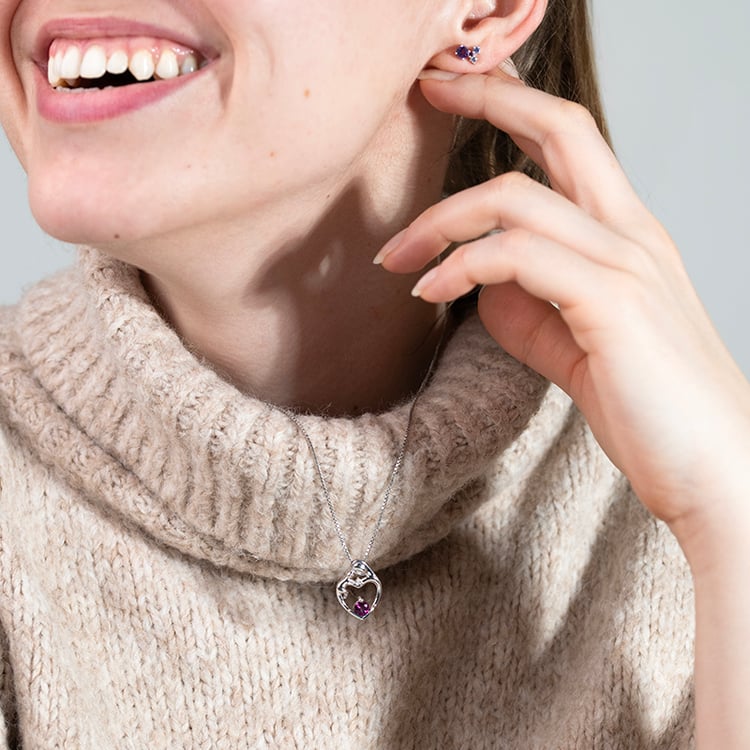 Prívesok matka a dieťa s rhodolit granátom a diamantom Heli 150968