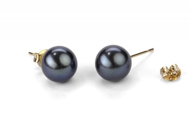 Elegantné náušnice s 8 mm čiernymi perlami Enye