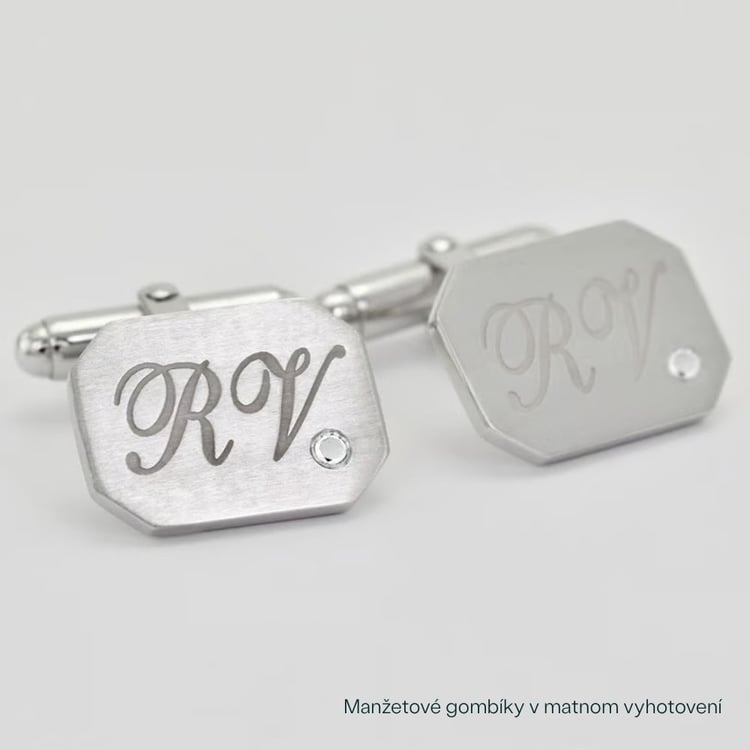 Manžetové gombíky s gravírom a diamantmi 165870