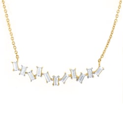 Moderný zlatý náhrdelník s baguette prírodnými diamantmi Parvati