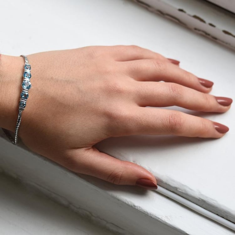 Strieborný náramek s topásmi 39805