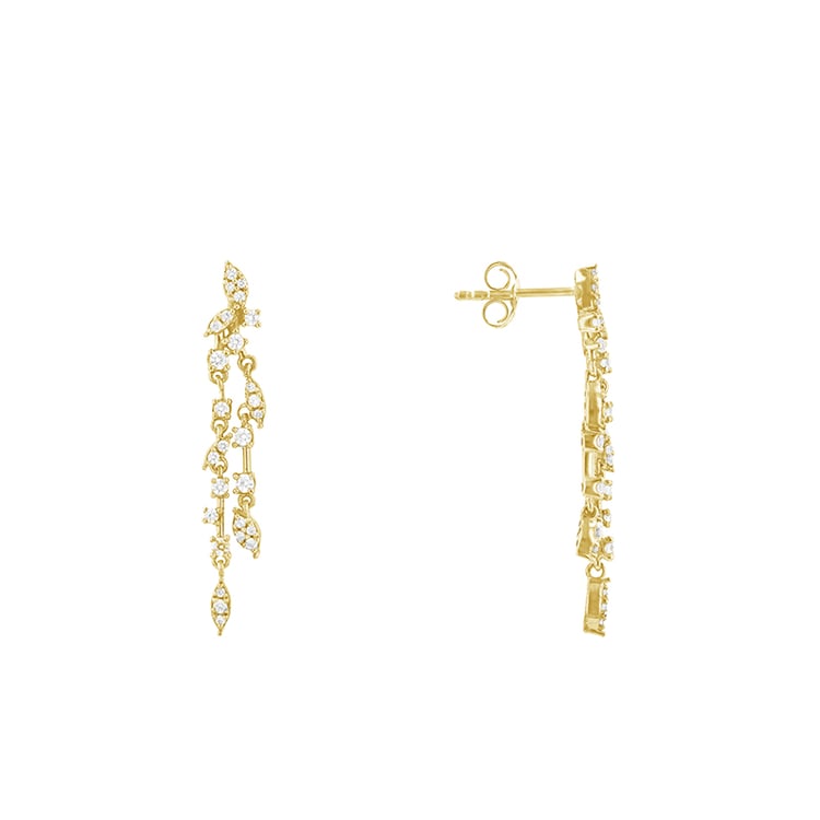 Visiace diamantové náušnice zo žltého zlata 85411