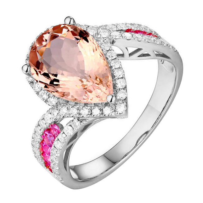 Drahokamový prsteň z bieleho zlata 87234