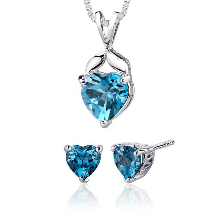 Strieborná srdiečková kolekcia s topásmi Dereka