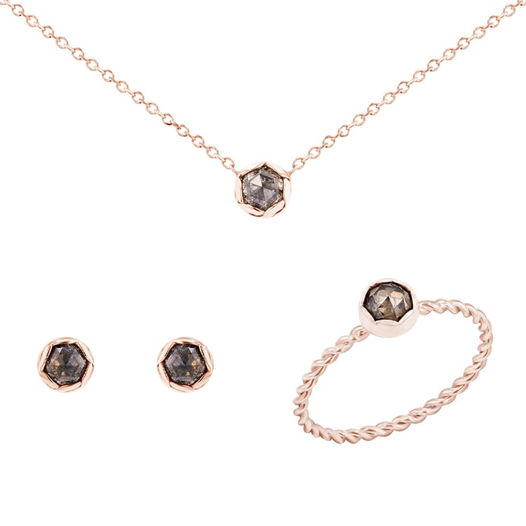 Vintage kolekcia šperkov so salt and pepper diamantmi Kirk 100138