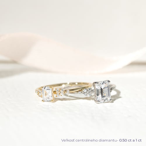 Zásnubný prsteň s emerald diamantom Sade