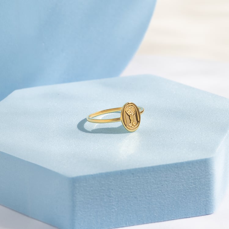 Strieborný oválny prsteň s gravírovanou ružou Malý princ 141789