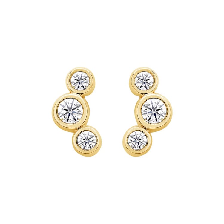 Moderné zlaté náušnice s guľatými lab-grown diamantmi Ebba