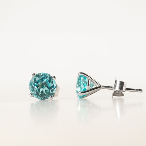 Zlaté náušnice s okrúhlym lab-grown paraiba turmalínom Eloa
