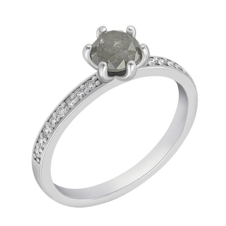 Zlatý zásnubný prsteň so salt and pepper diamantom