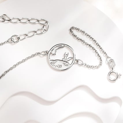 Strieborný vykrojený náramok s líškou Malý princ