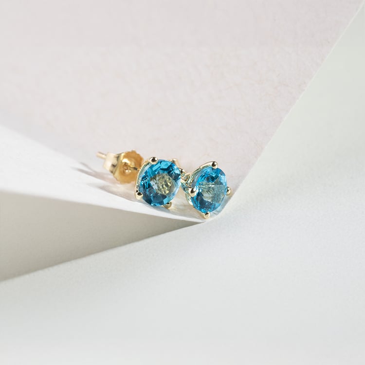 Zlaté náušnice s okrúhlymi švajčiarskymi topásmi Frey 147772