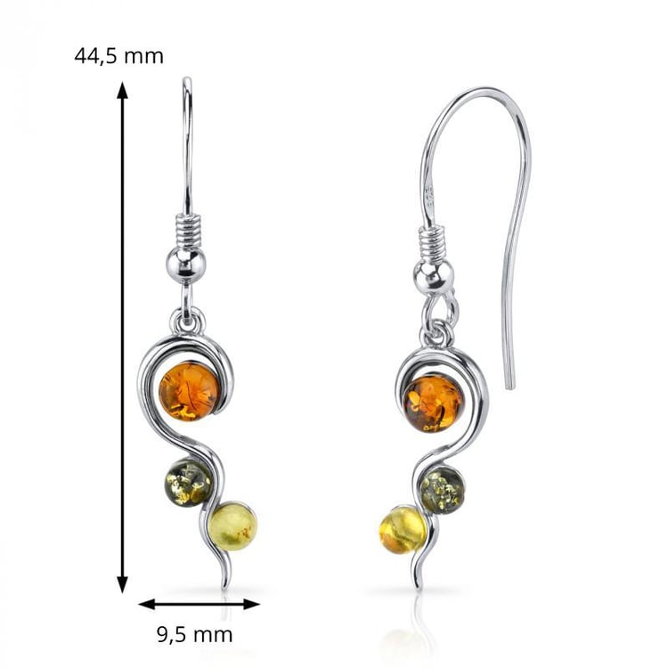 Strieborné visiace náušnice s jantármi Odessa 6819