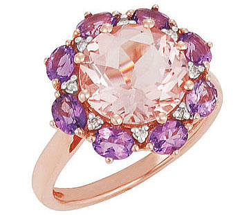 Ametystový prsteň s morganitom