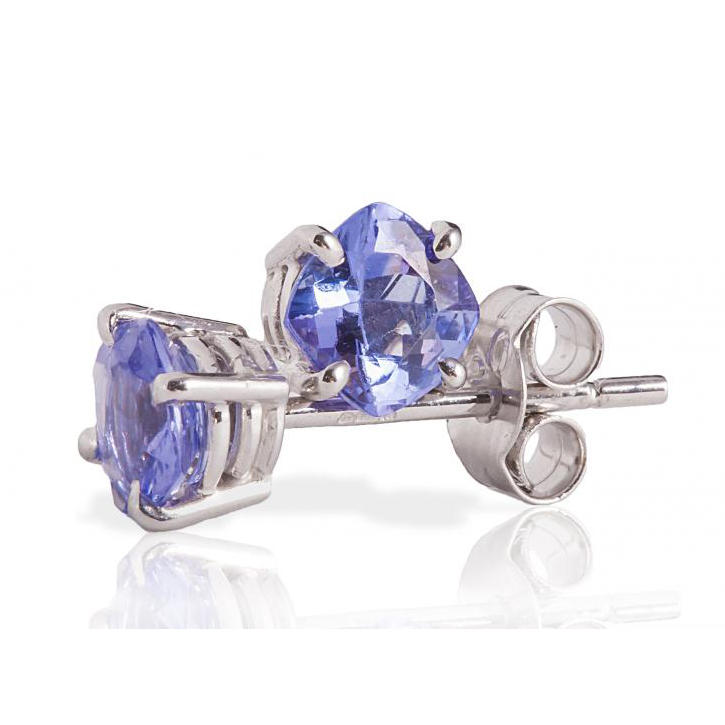 Napichovacie náušnice z 18k bieleho zlata s tanzanitmi Reyna