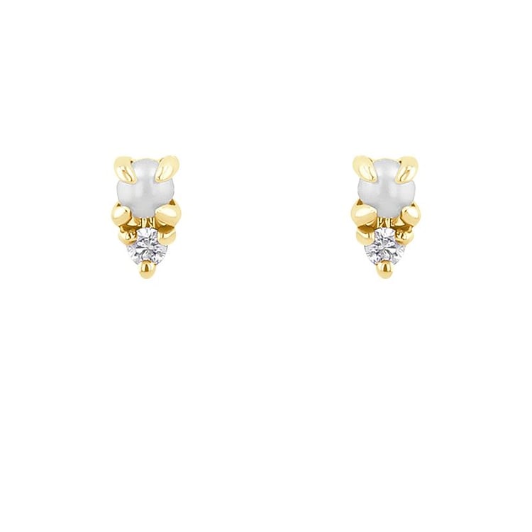 Zlaté náušnice s perlami a lab-grown diamantmi Chaney