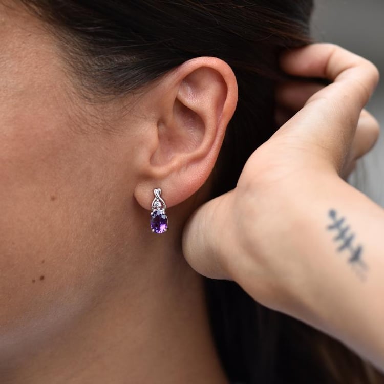 Elegantné ametystové náušnice 43707
