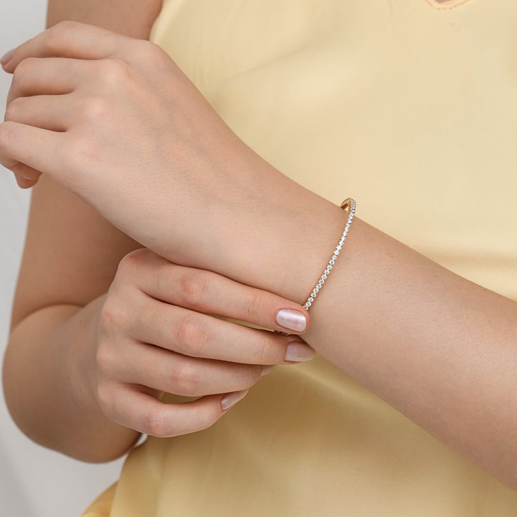 Zlatý flexi náramok s lab-grown diamantmi 165069