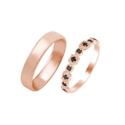 Zlatý vintage prsteň s diamantmi a zlatý komfortný svadobný prsteň Etokles