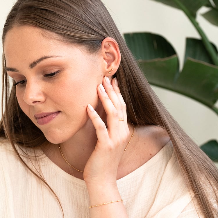 Strieborný set náušníc s tyrkysmi a tromi guličkami 143530