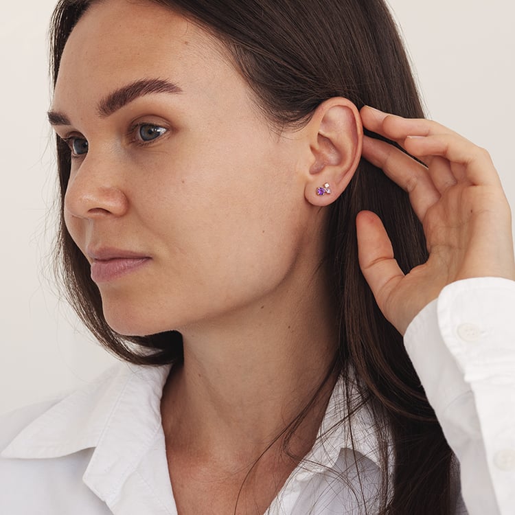 Strieborná cluster kolekcia šperkov s ametystmi a drahokamami Halli 131248