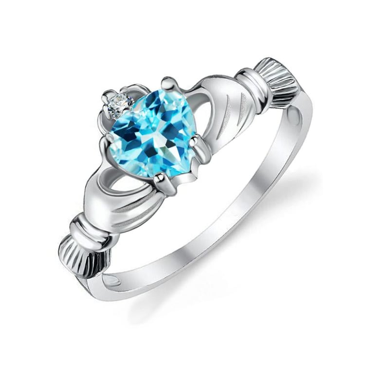 Strieborný claddagh prsteň s topásom a zirkónom Aimi