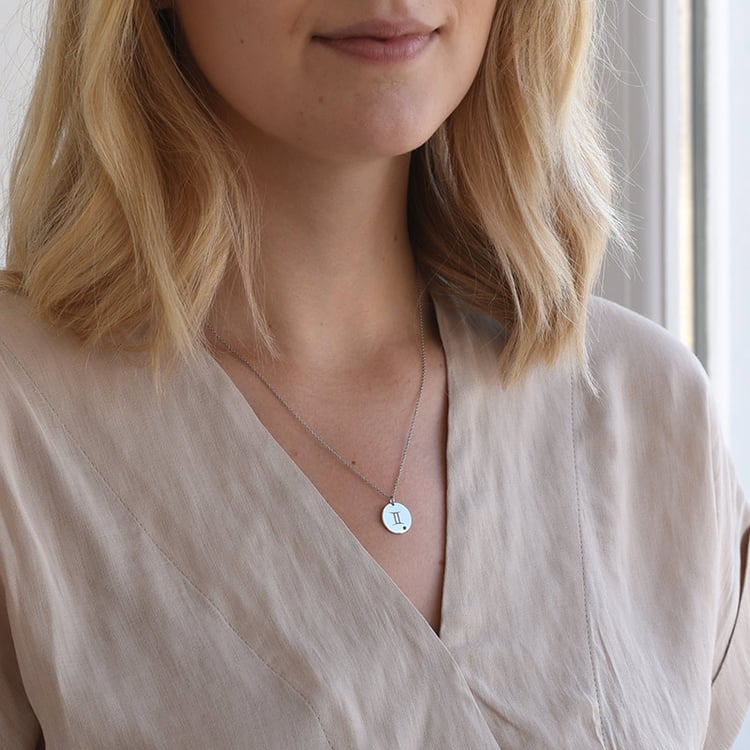 Strieborný prívesok so znamením a citrínom Blíženci 103474