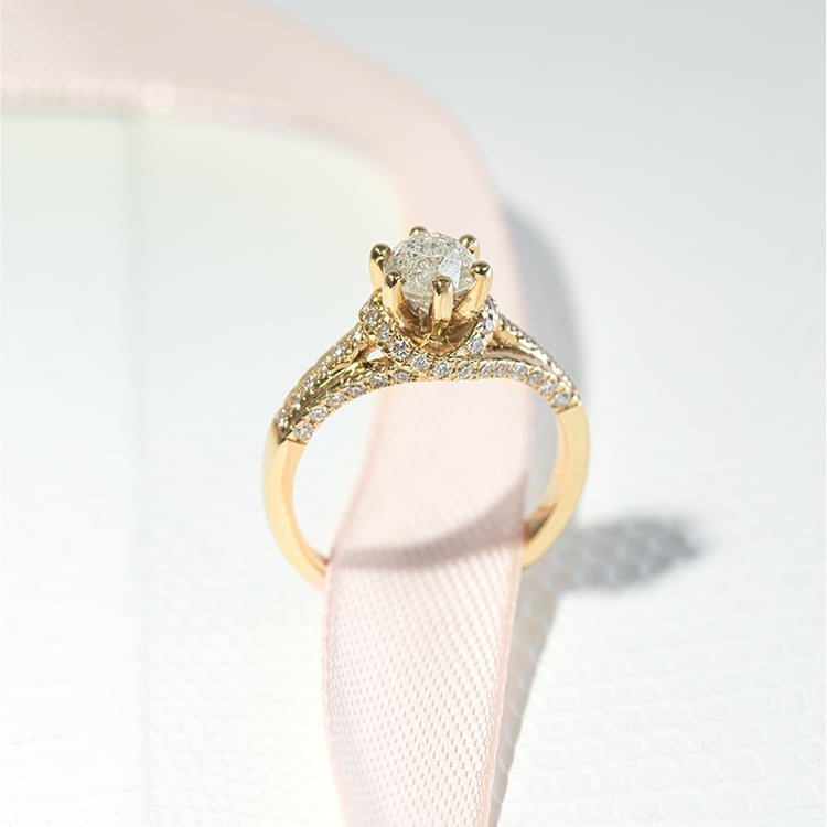 Halo zásnubný prsteň so salt and pepper diamantom Heshmy 122008