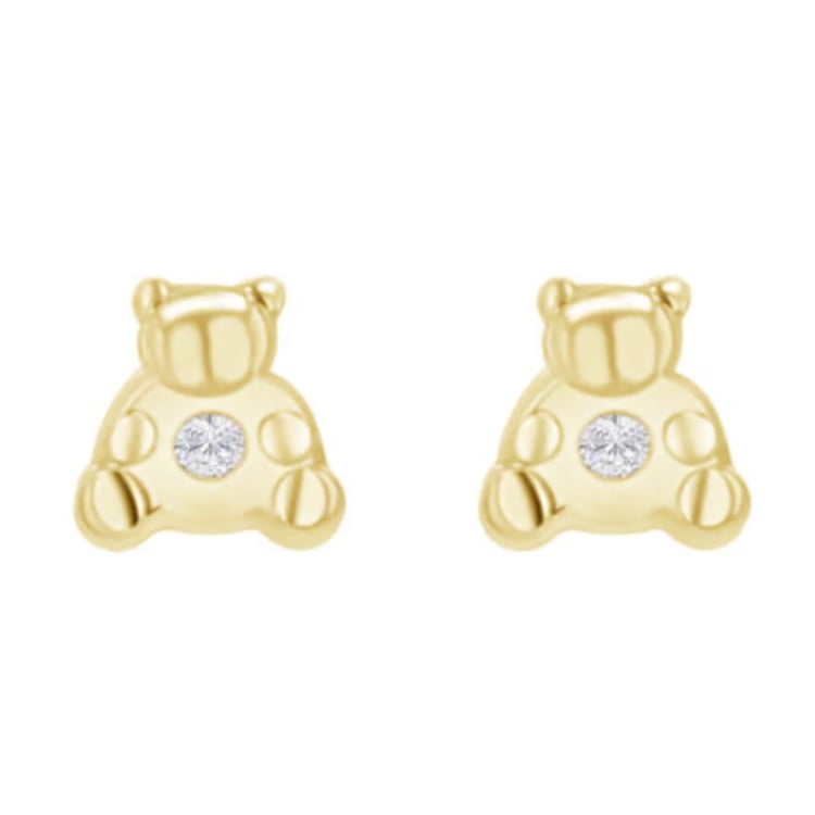 Zlaté detské náušnice s medvedíkom Bear