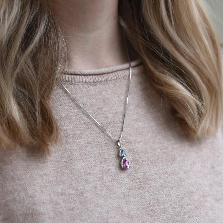 Strieborný náhrdelník s topásom a zafírom Mendy 50652