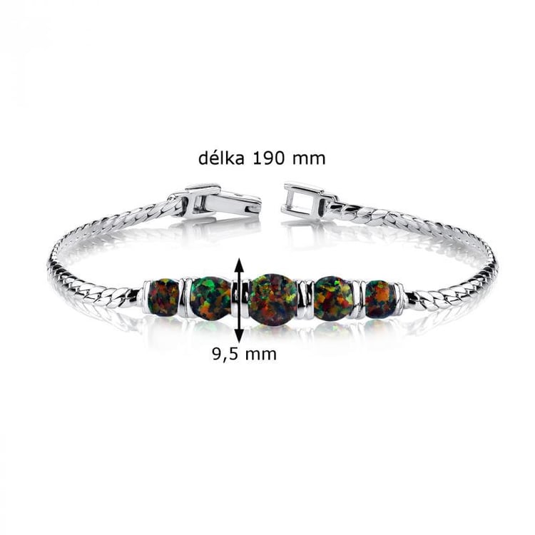 Tajuplné čierne opály v striebornom náramku Dosyna 5982